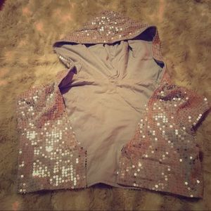 Hooded sequin shrug
